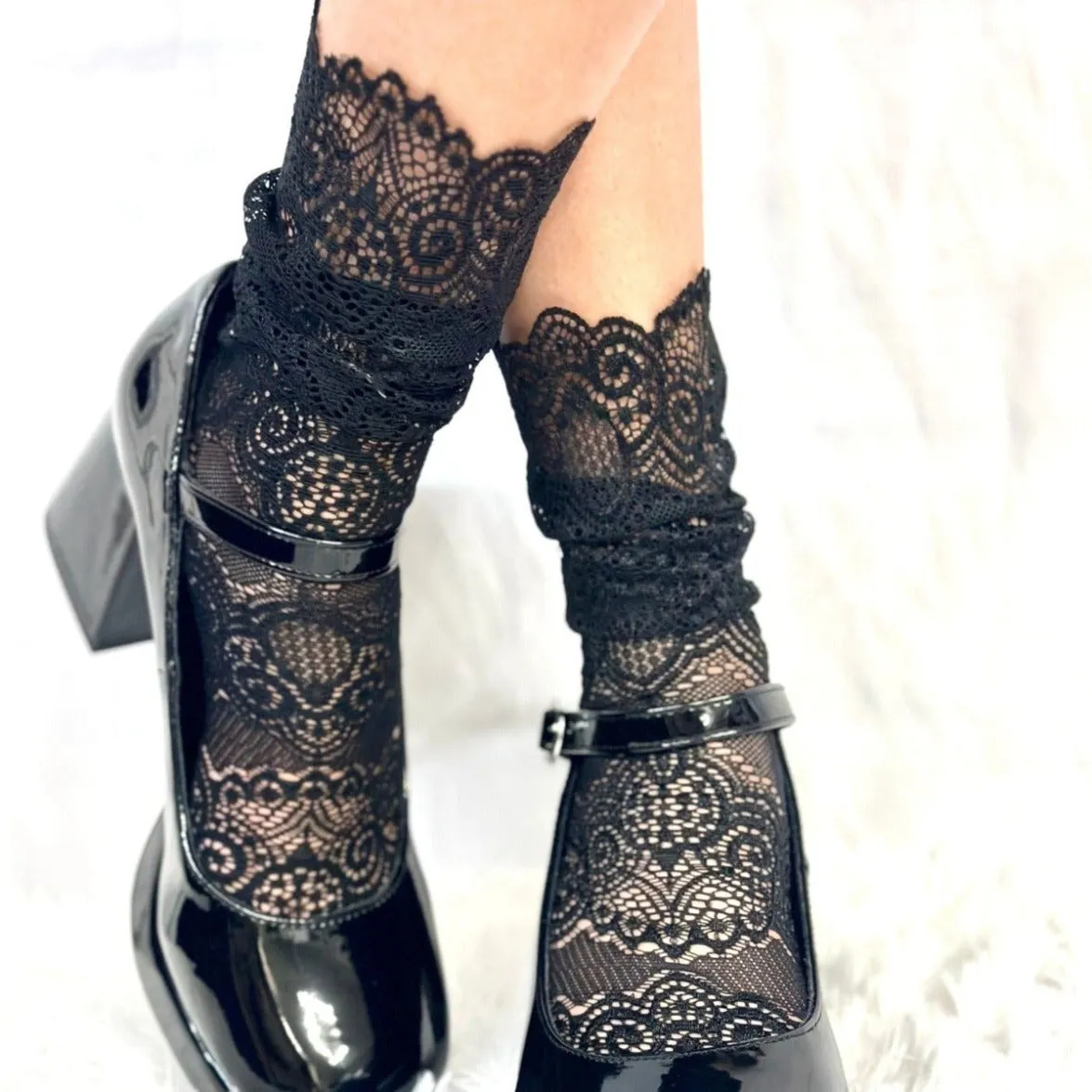 ALLOVER lace sock for heels - black