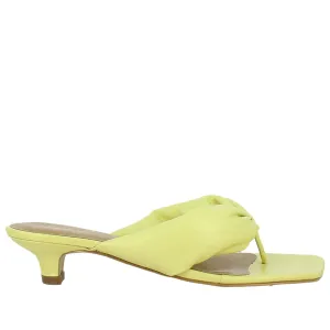 Amorina Yellow Leather Puffy Thong Dress Sandals