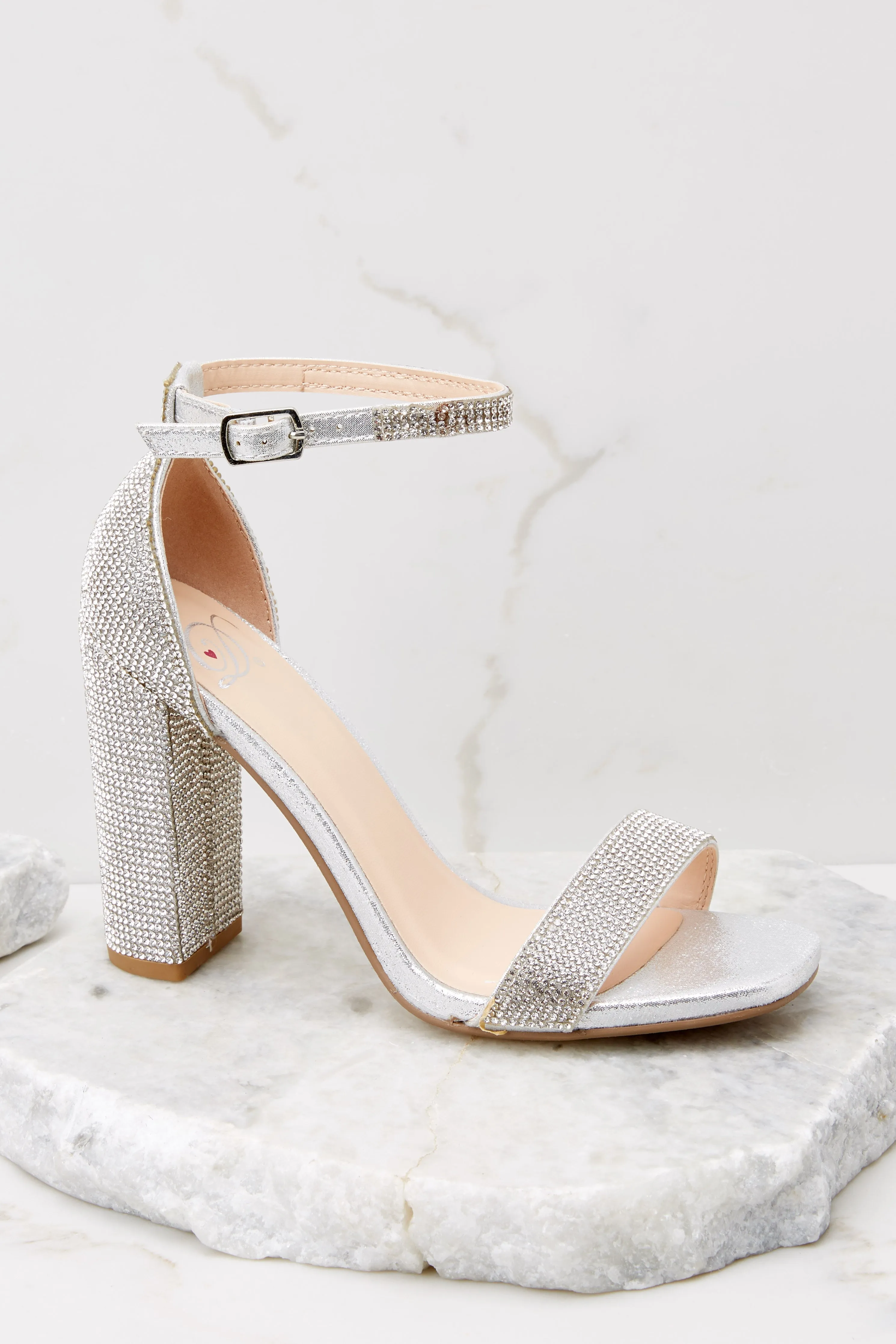 Bank On It Silver Ankle Strap Heels