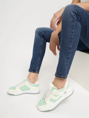 Beige Green PU Stylish Lace-Up Sneakers (TC-RS3694-BEIGRN)