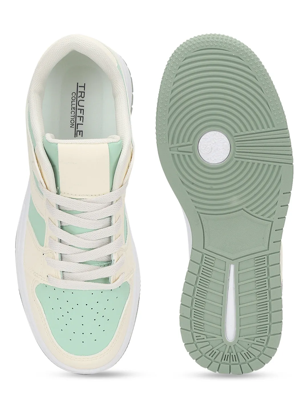 Beige Green PU Stylish Lace-Up Sneakers (TC-RS3694-BEIGRN)