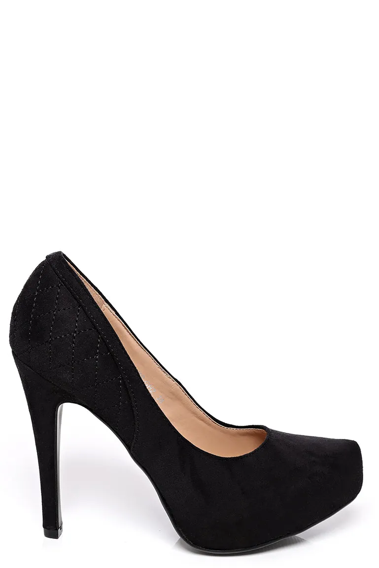 Black Faux Suede Court Shoes