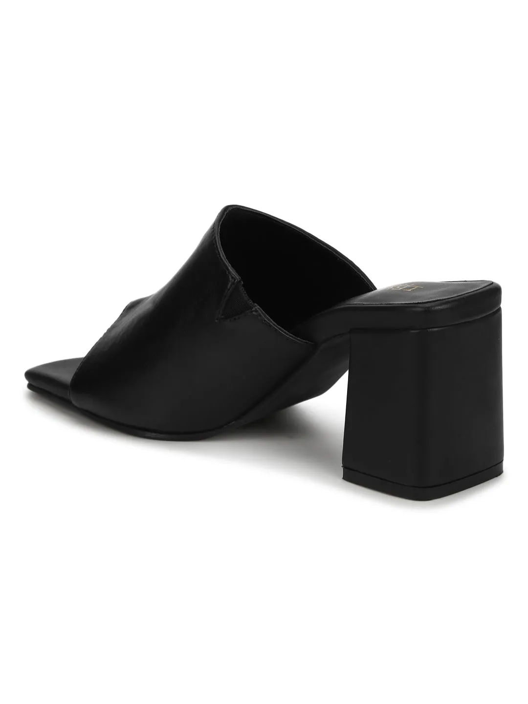 Black PU Wide Strap Mules