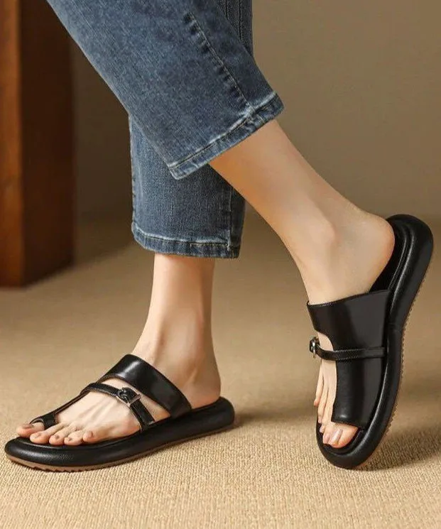 Casual Splicing Hollow Out Black Flip Flops Slide Sandals AP1013