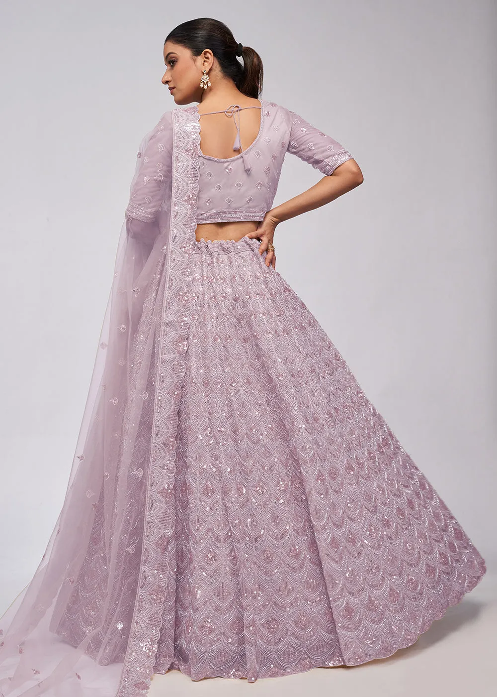 Dazzling Mauve Bridal Embroidered Designer Lehenga Choli