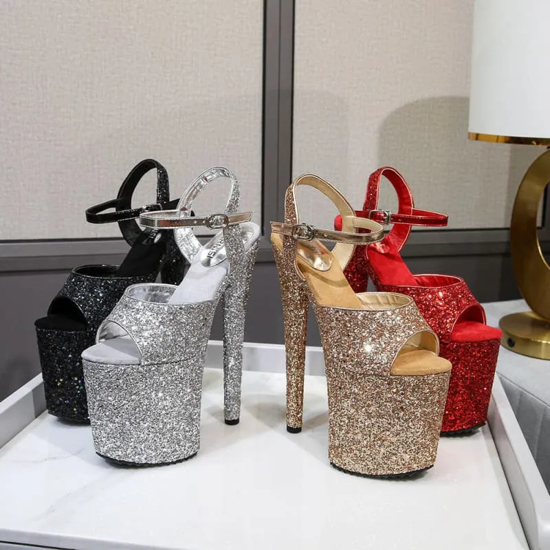 Glittery Ladies High Platform Heels for a Dazzling Look