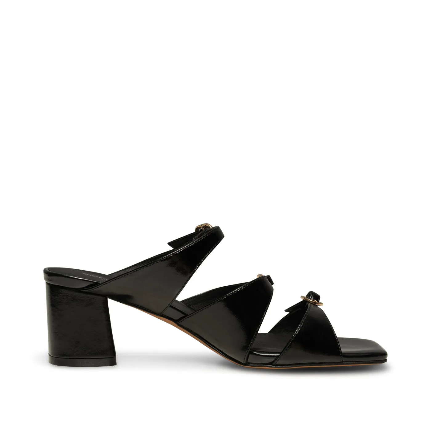 Hanna buckle mule leather - BLACK