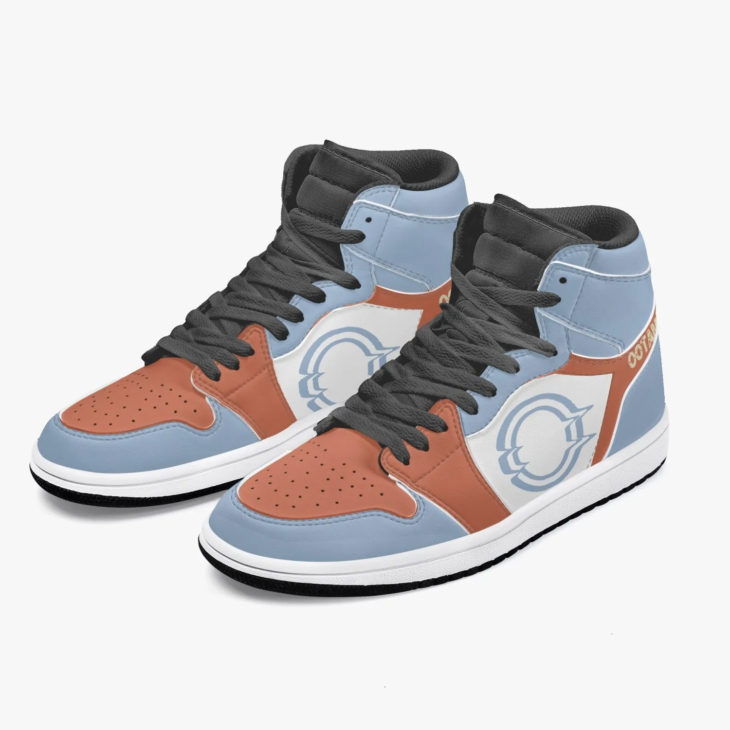 High-Top Leather Sneakers Blue\Orange