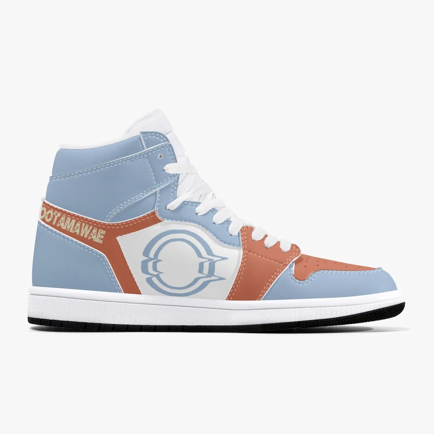 High-Top Leather Sneakers Blue\Orange