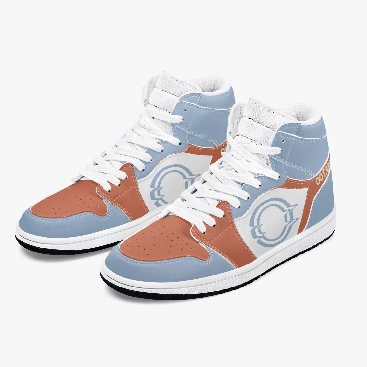 High-Top Leather Sneakers Blue\Orange