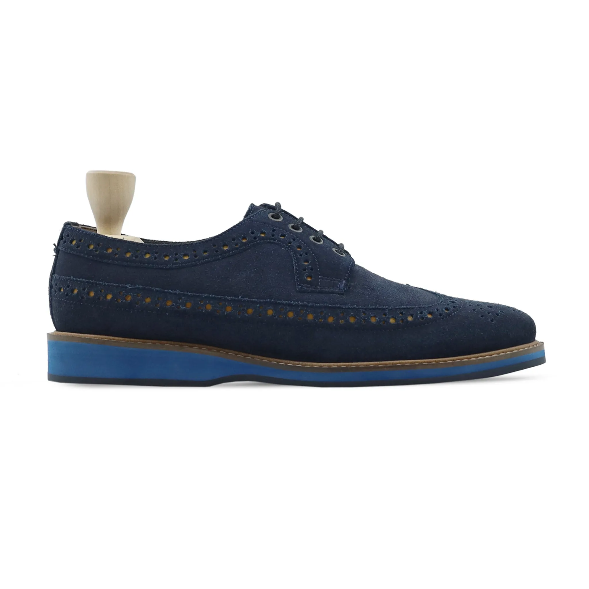 Kilen - Men's Navy Blue Kid Suede Derby Shoe