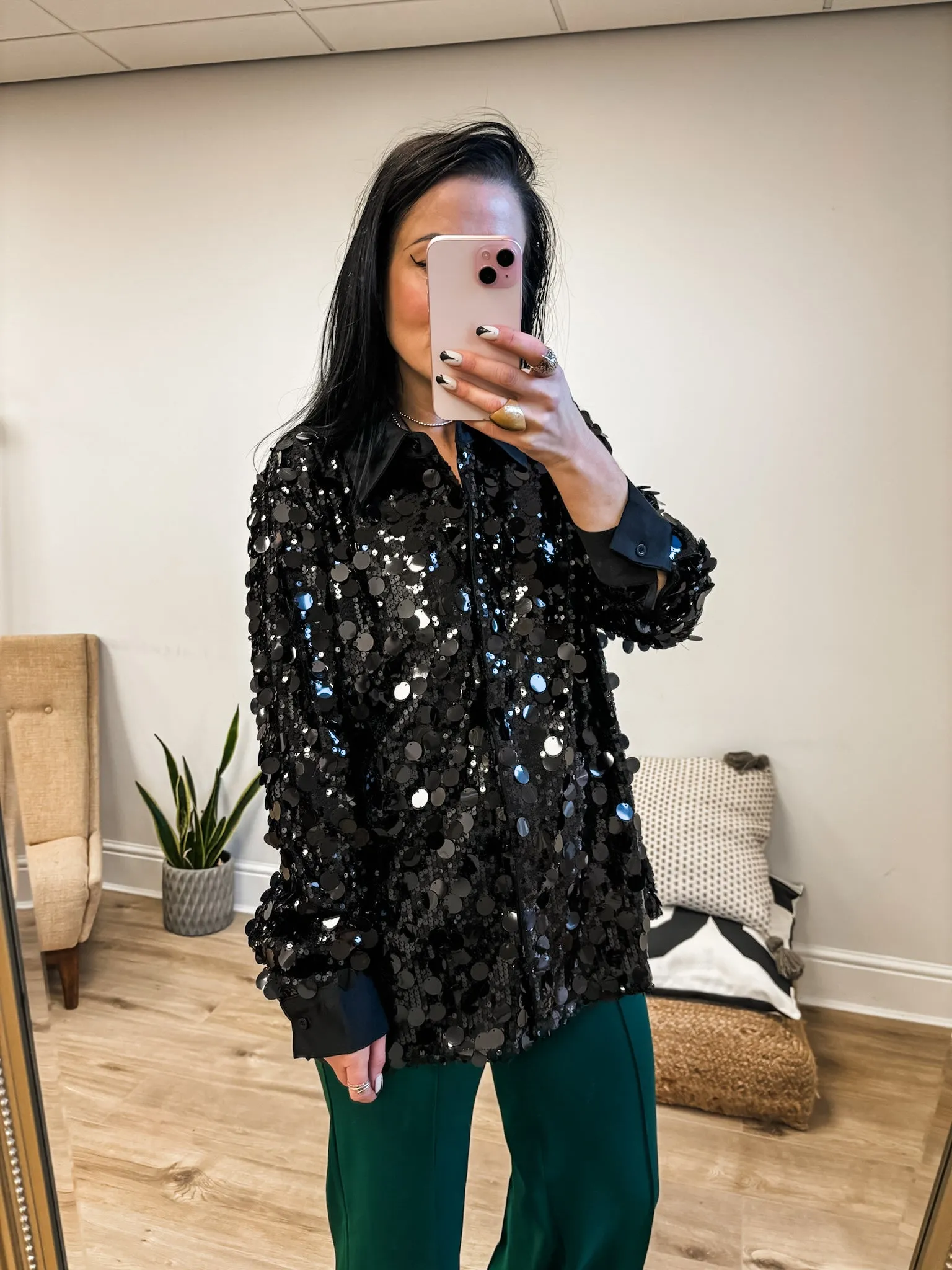 Large Disc Sequin Shirt