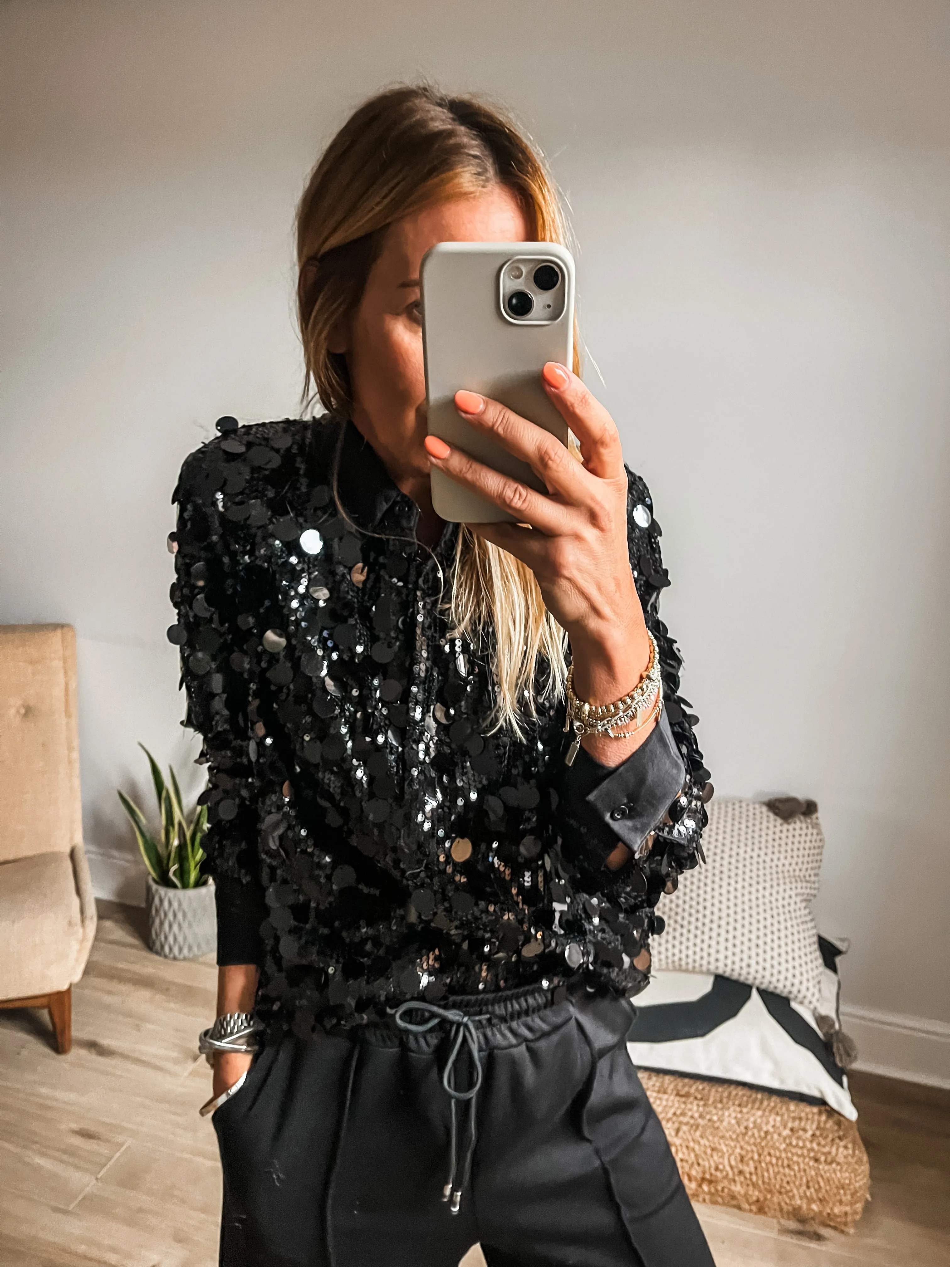 Large Disc Sequin Shirt