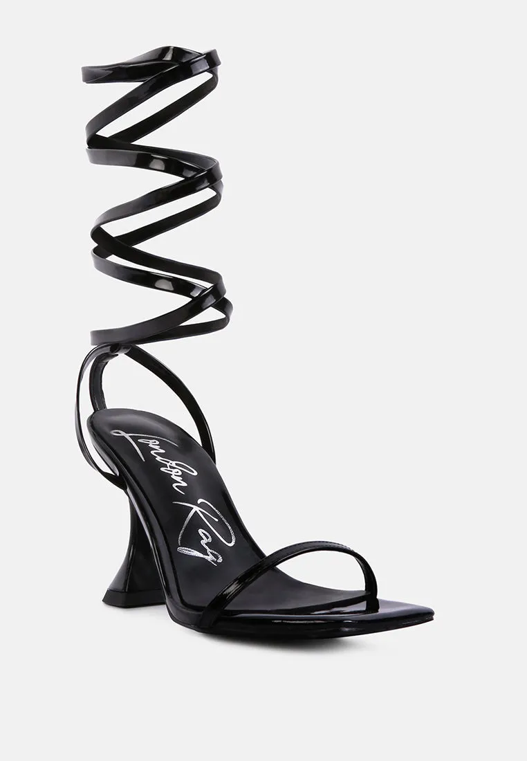 Lewk Strappy Tie Up Spool Heel Sandals