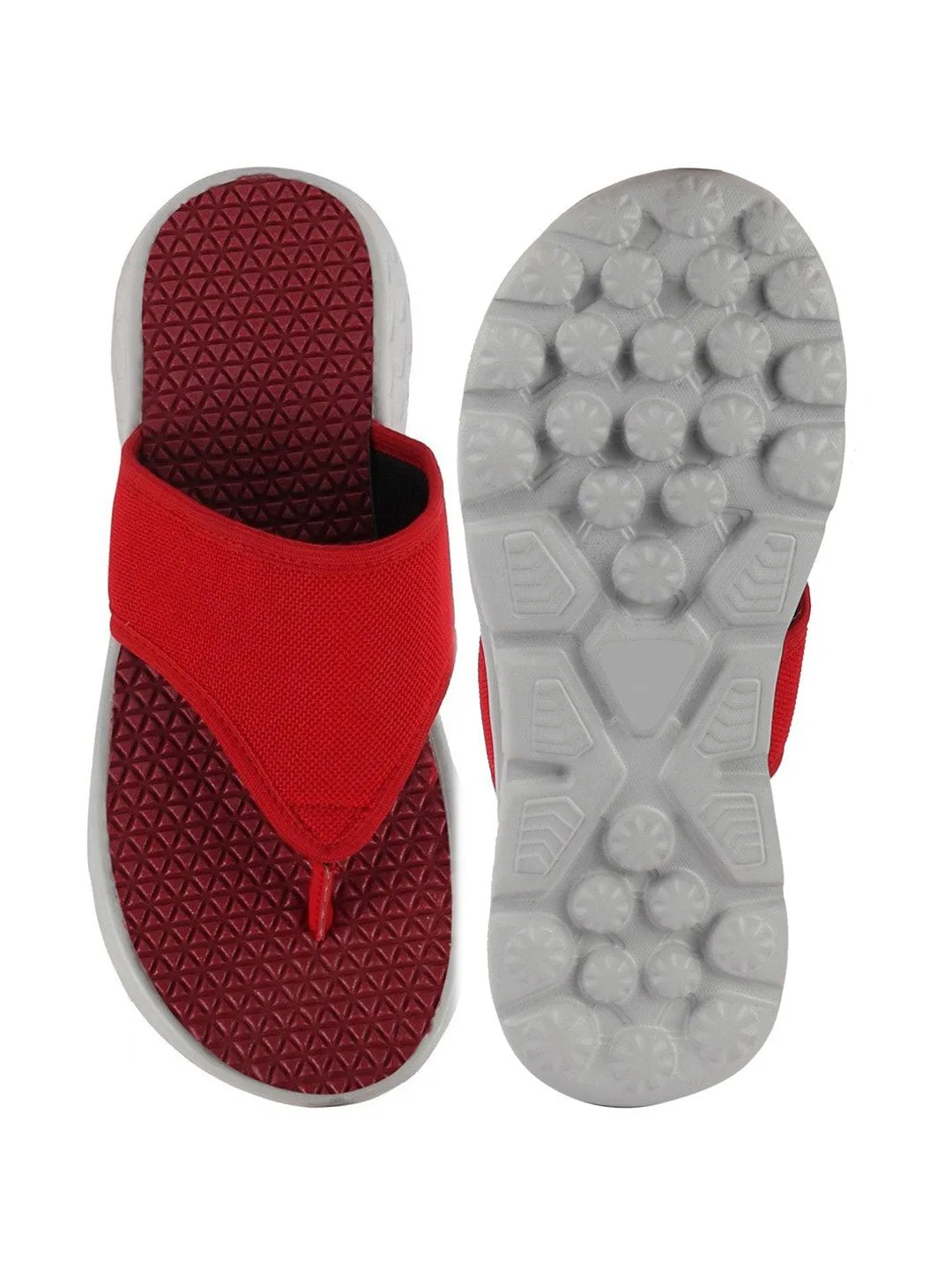 Men Red Slip On Slider Flip Flops