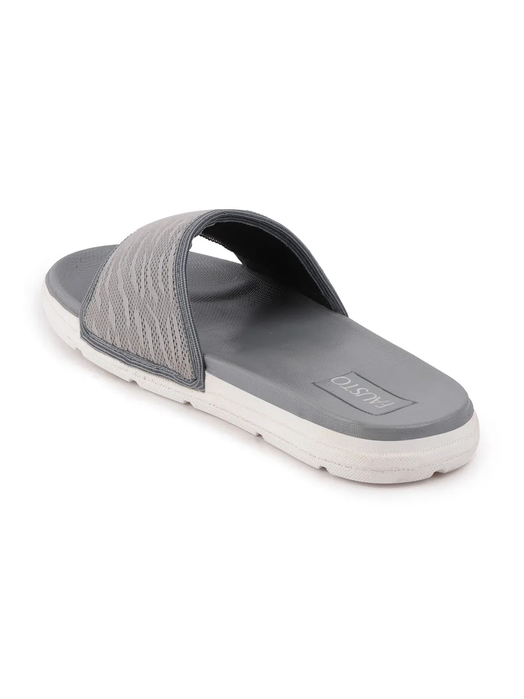 Men Steel Grey Casual Slip-On Slider Flip-Flops