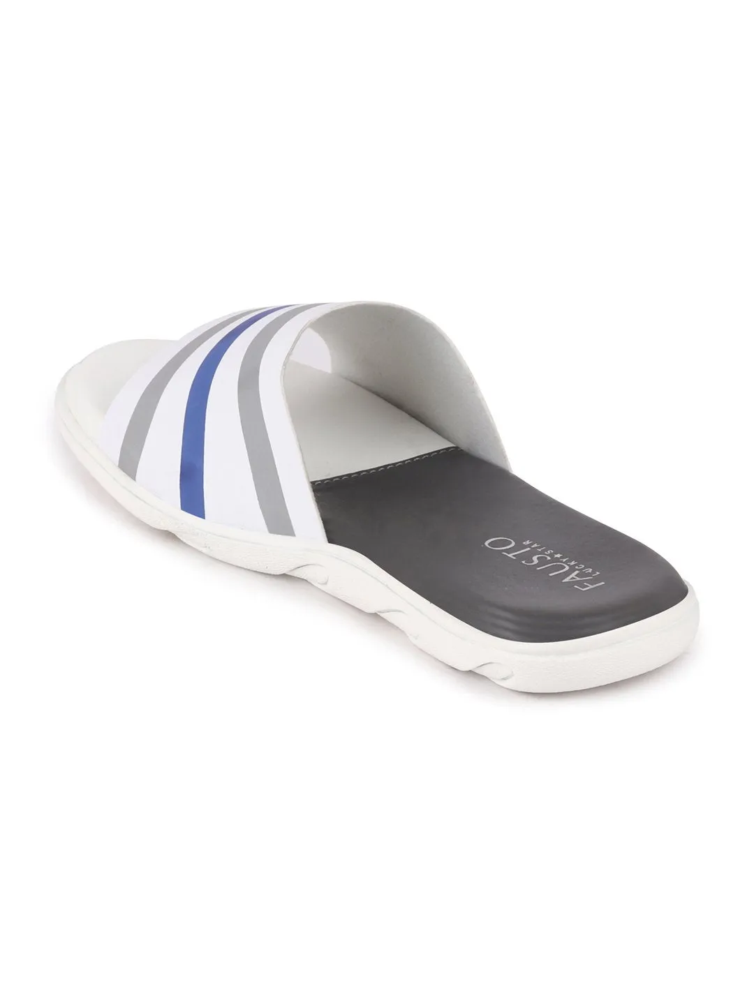 Men White/Blue Casual Slip-On Flip-Flops