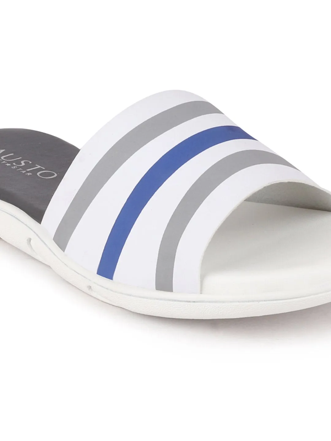 Men White/Blue Casual Slip-On Flip-Flops