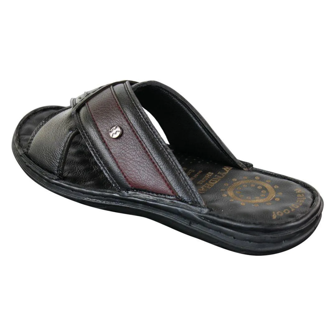 Mens Pure Real Leather Flip Flops Slip On Slippers Premium Comfort Waterproof Sandals