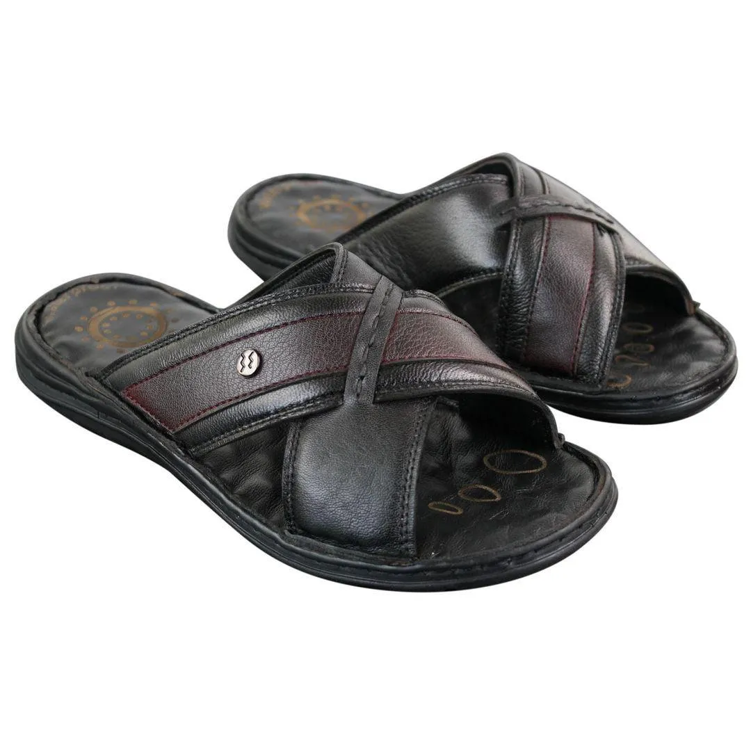 Mens Pure Real Leather Flip Flops Slip On Slippers Premium Comfort Waterproof Sandals