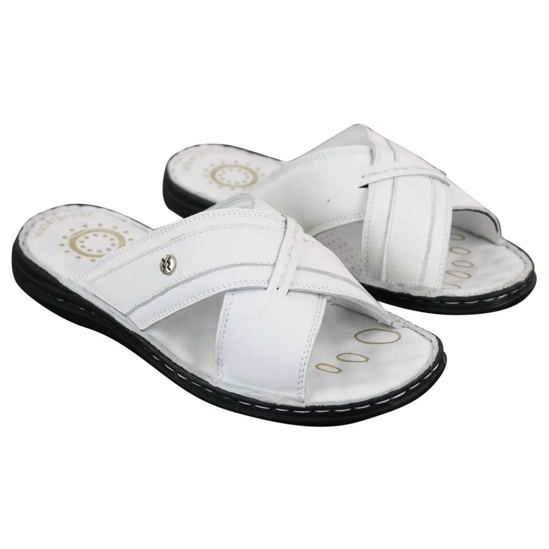 Mens Pure Real Leather Flip Flops Slip On Slippers Premium Comfort Waterproof Sandals