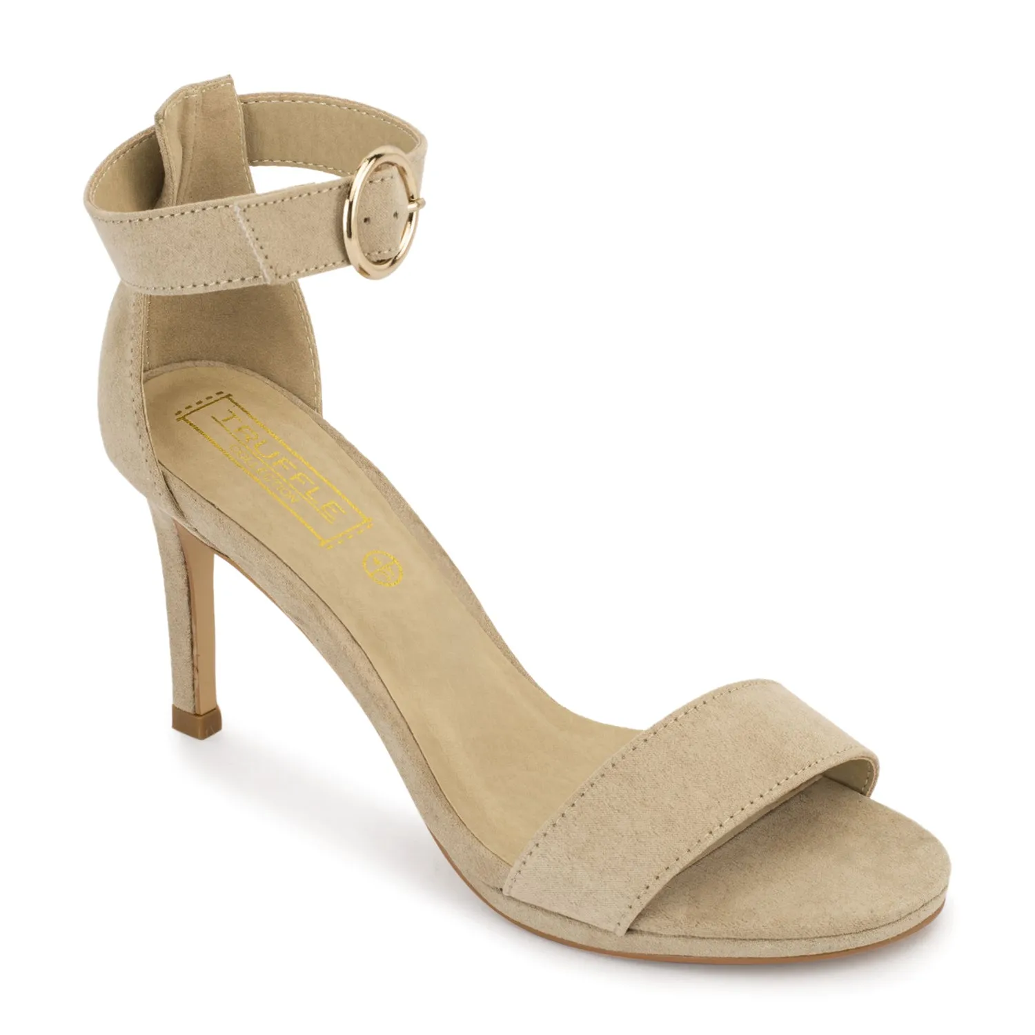 Nude Suede Low Heel Sandals