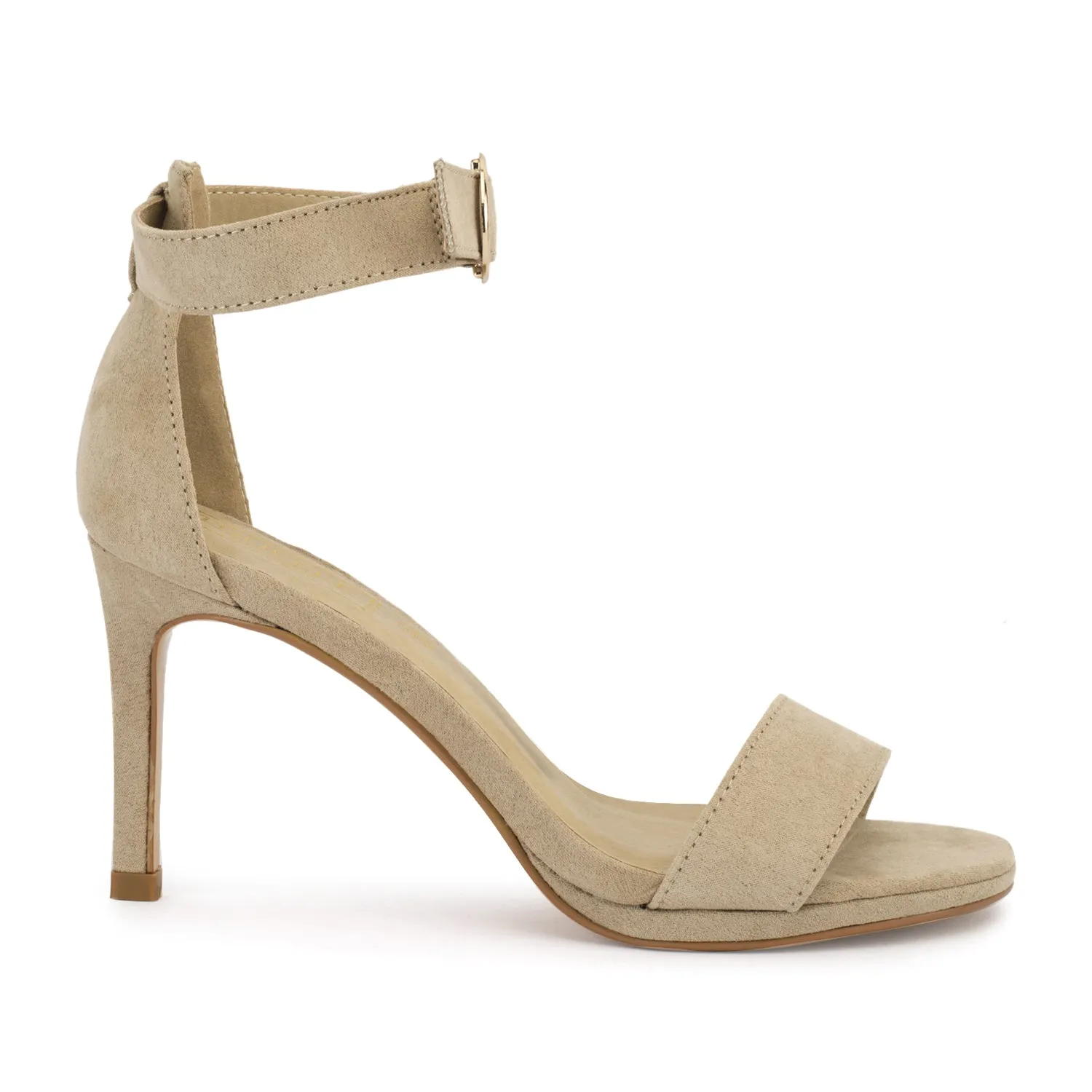 Nude Suede Low Heel Sandals