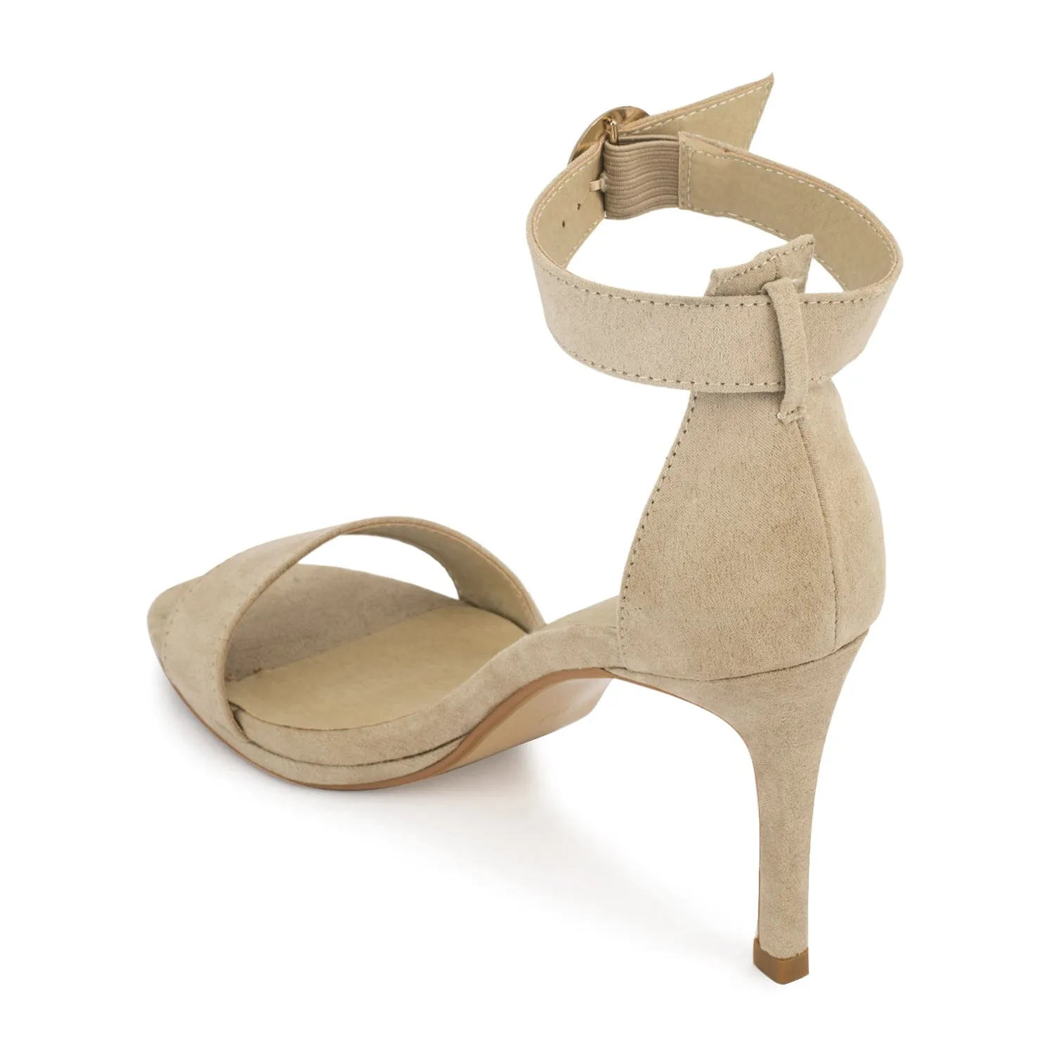 Nude Suede Low Heel Sandals