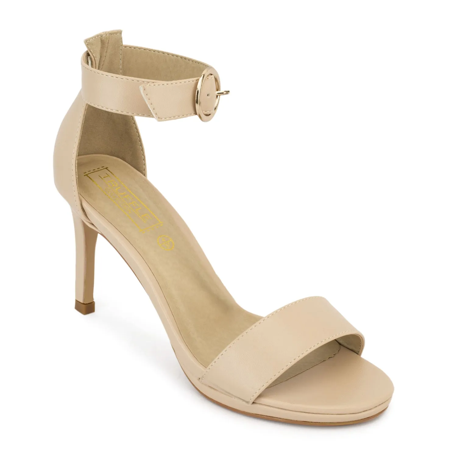 Nude Synthetic Low Heel Sandals