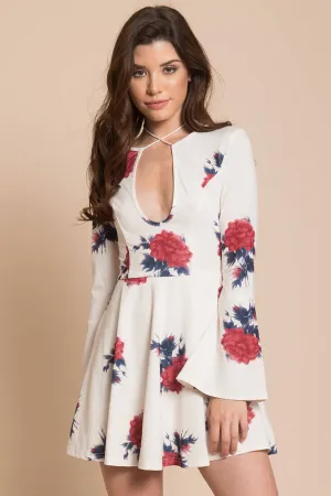 Quinn Floral Fit and Flare Dress White