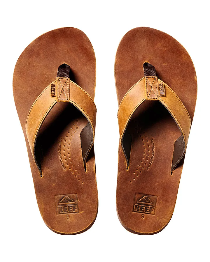 Reef Mens Drift Classic Leather Flip Flops - Brown