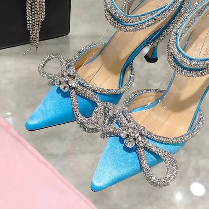 Rhinestone Bow Knot Strap Heels