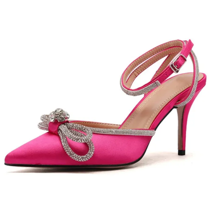 Rhinestone Bow Knot Strap Heels