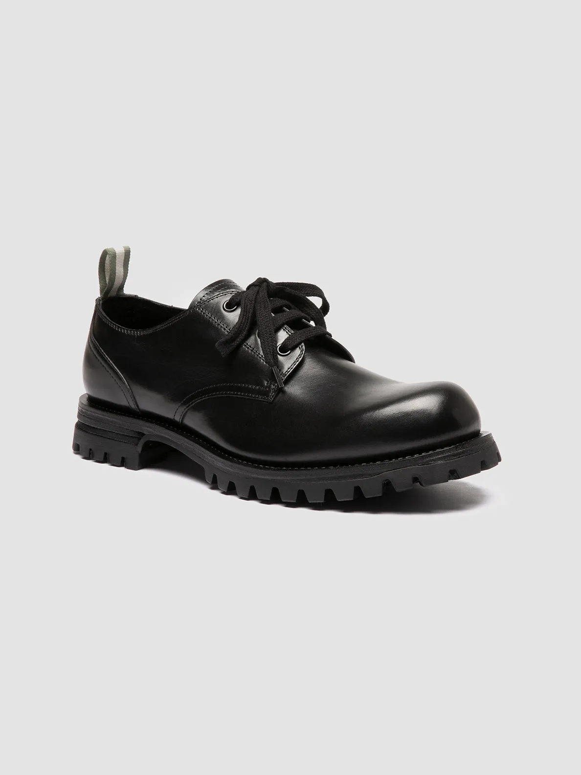 RUSHDEN 001 - Black Leather Derby Shoes