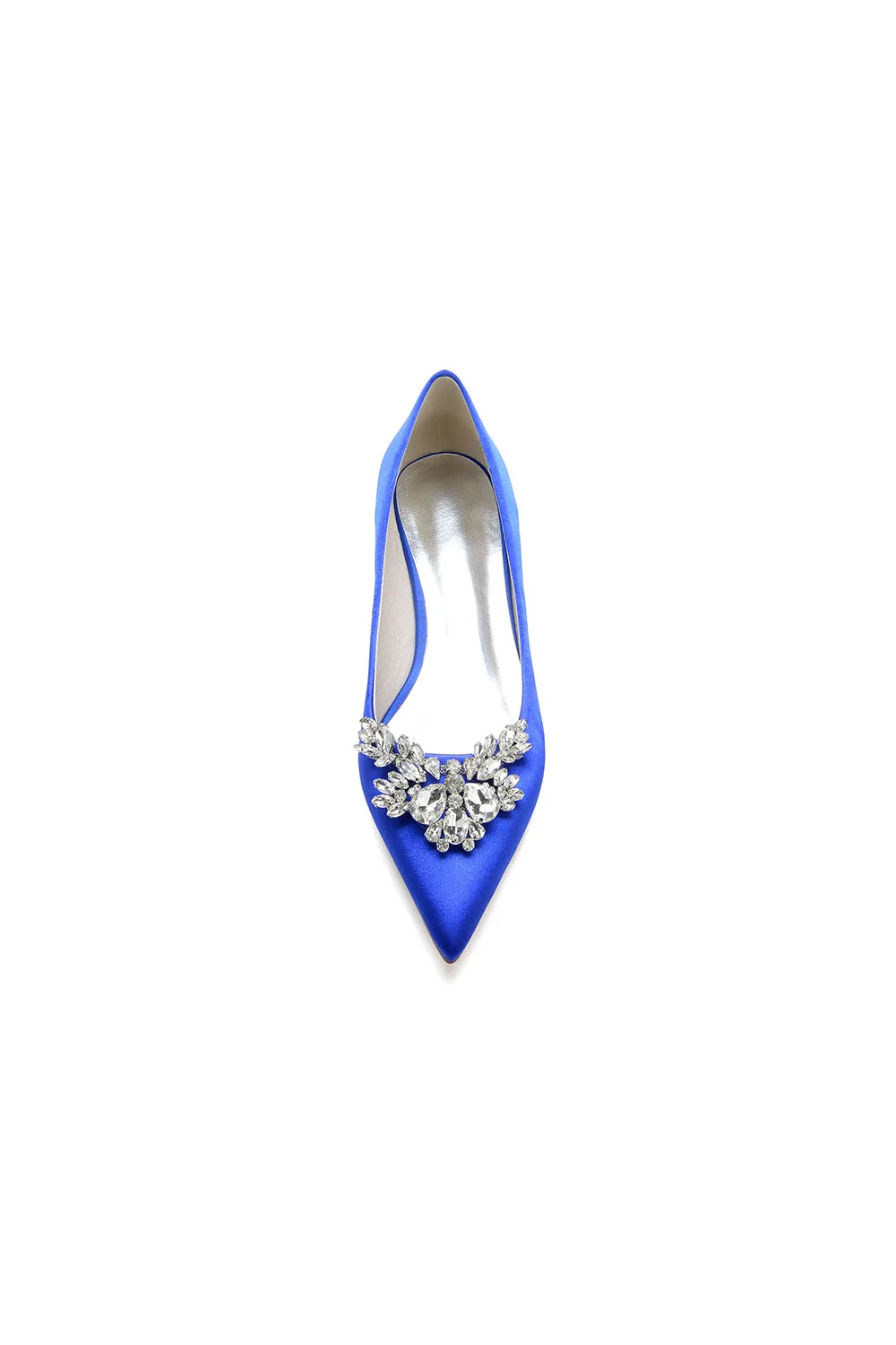 Satin Pointed Toe Rhinestone Kitten Heels