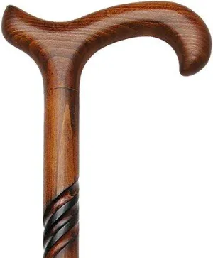 Scratch and Dent Deluxe Cherry Stain Spiral Derby Handle Walking Cane V2138