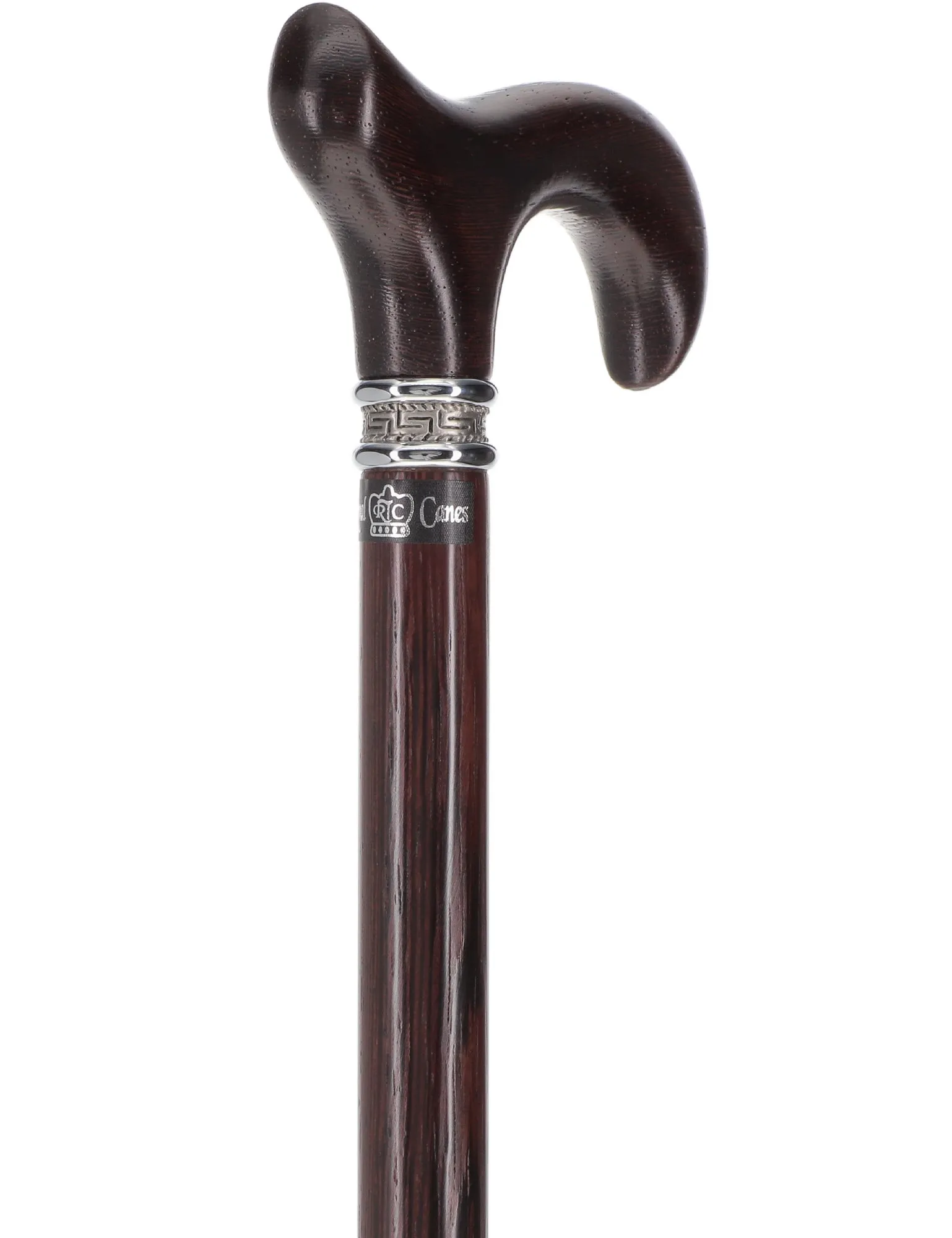 Scratch and Dent Textured Exotic Wenge Wood Derby Cane: Intricate Pewter Collar V3400