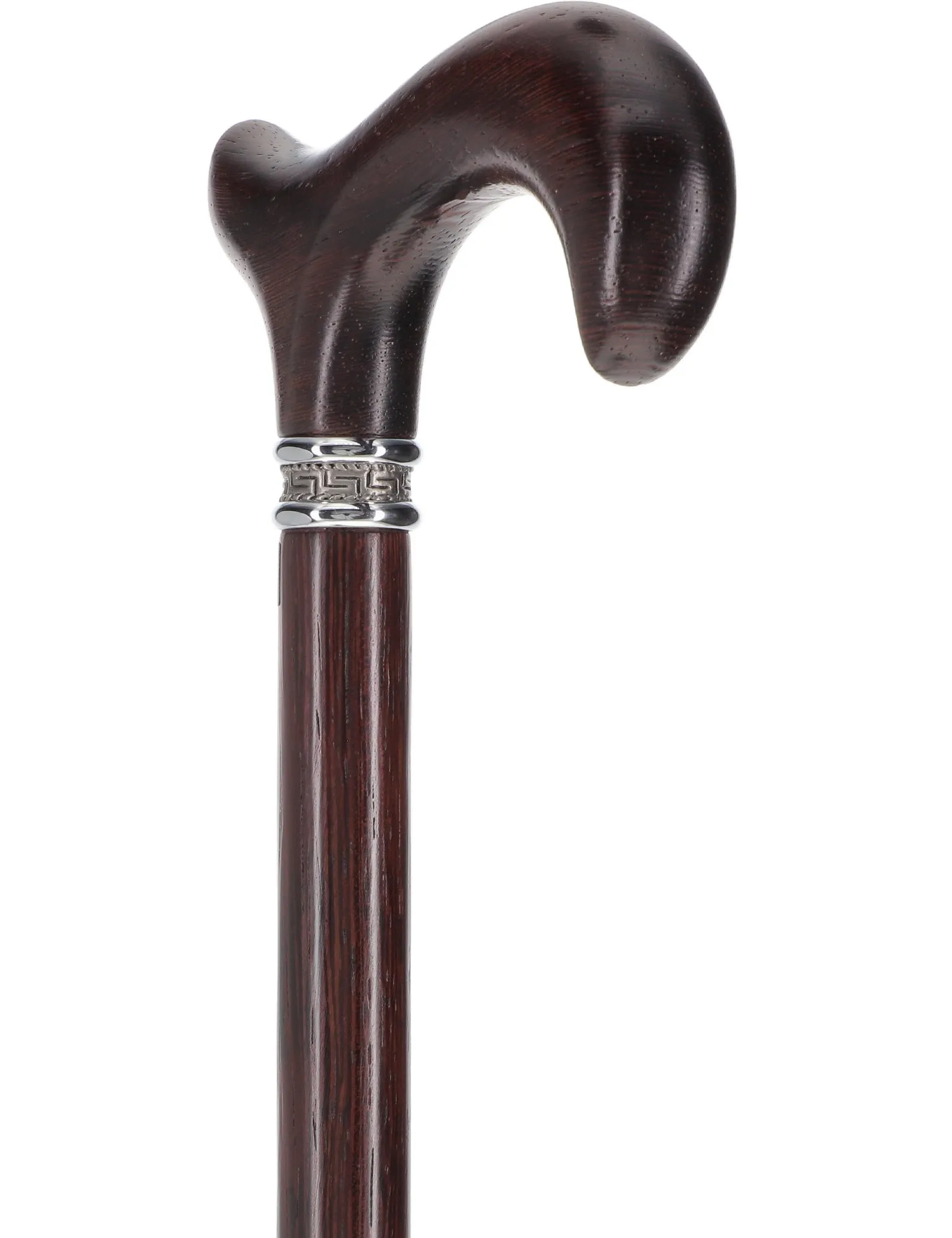 Scratch and Dent Textured Exotic Wenge Wood Derby Cane: Intricate Pewter Collar V3400