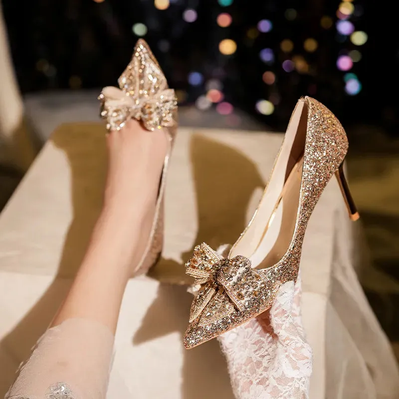 Shiny Diamond Bow Knot Heels