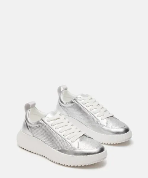 Shock Sneakers Silver Leather