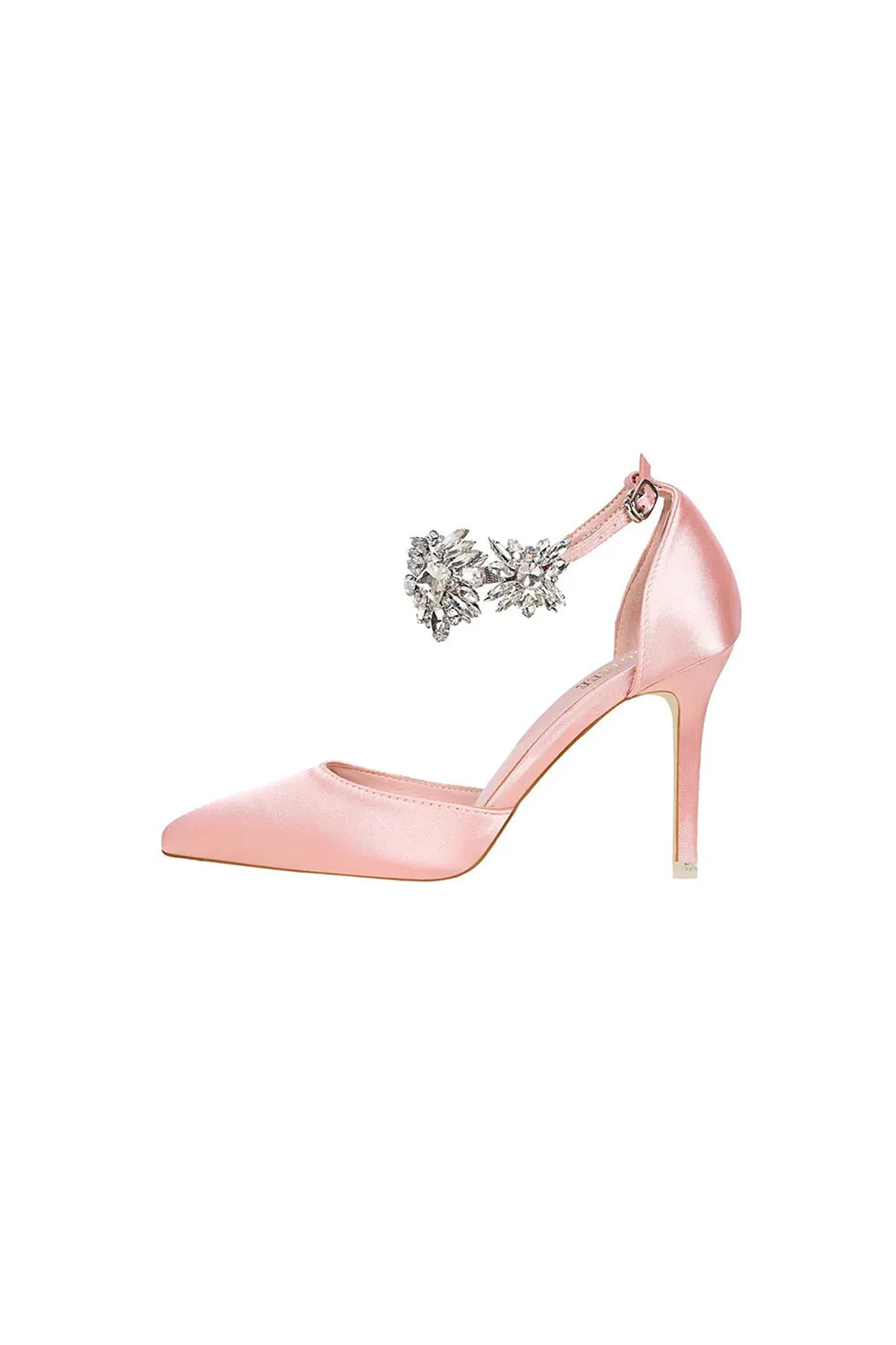 Silver Ankle Strap Prom Heels with Crystals