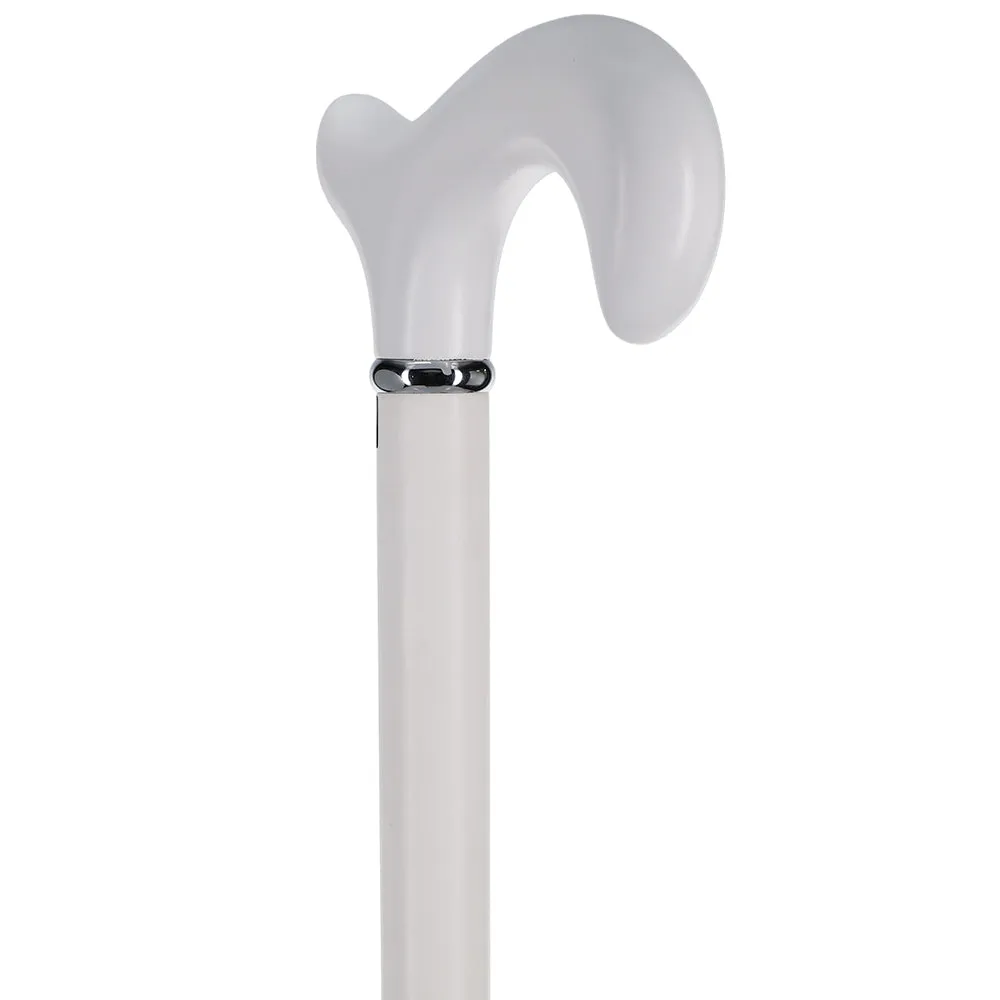 Sleek White Derby Handle: Beechwood Shaft with Polished Finish