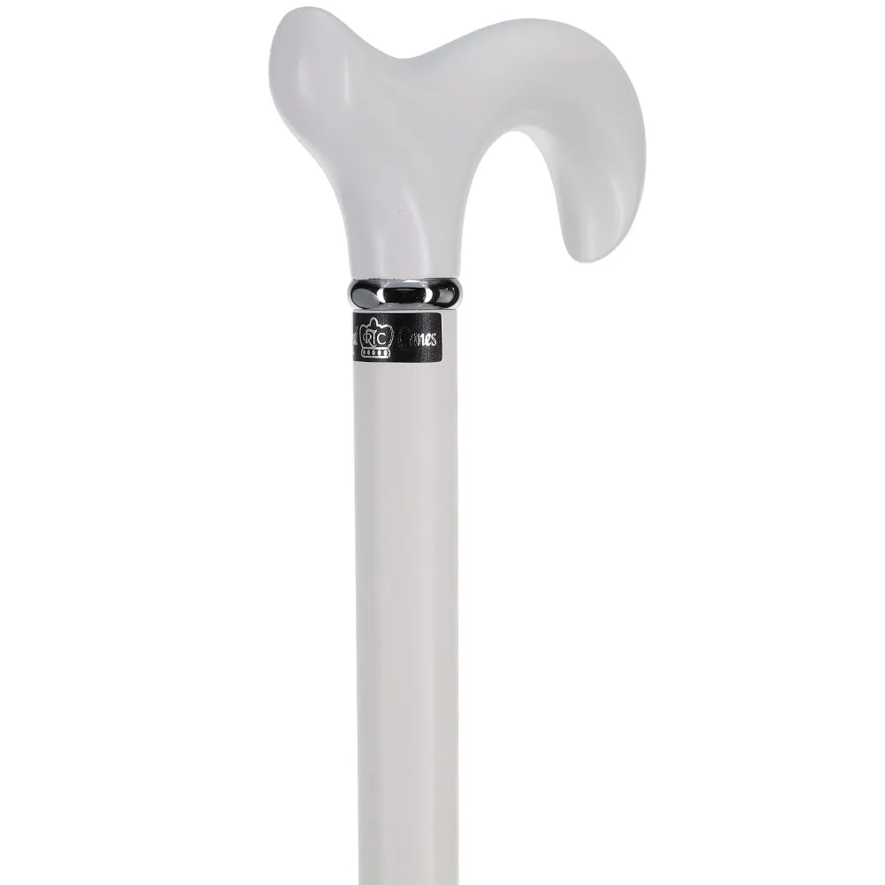 Sleek White Derby Handle: Beechwood Shaft with Polished Finish