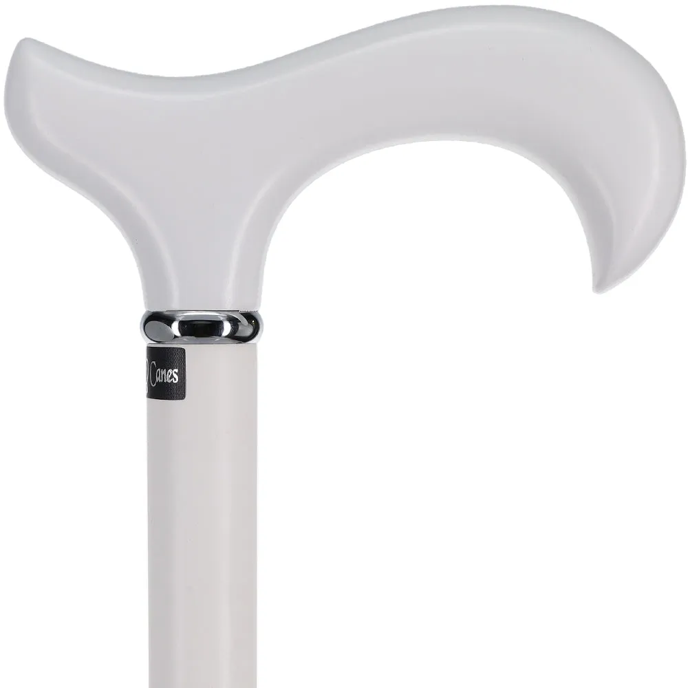 Sleek White Derby Handle: Beechwood Shaft with Polished Finish