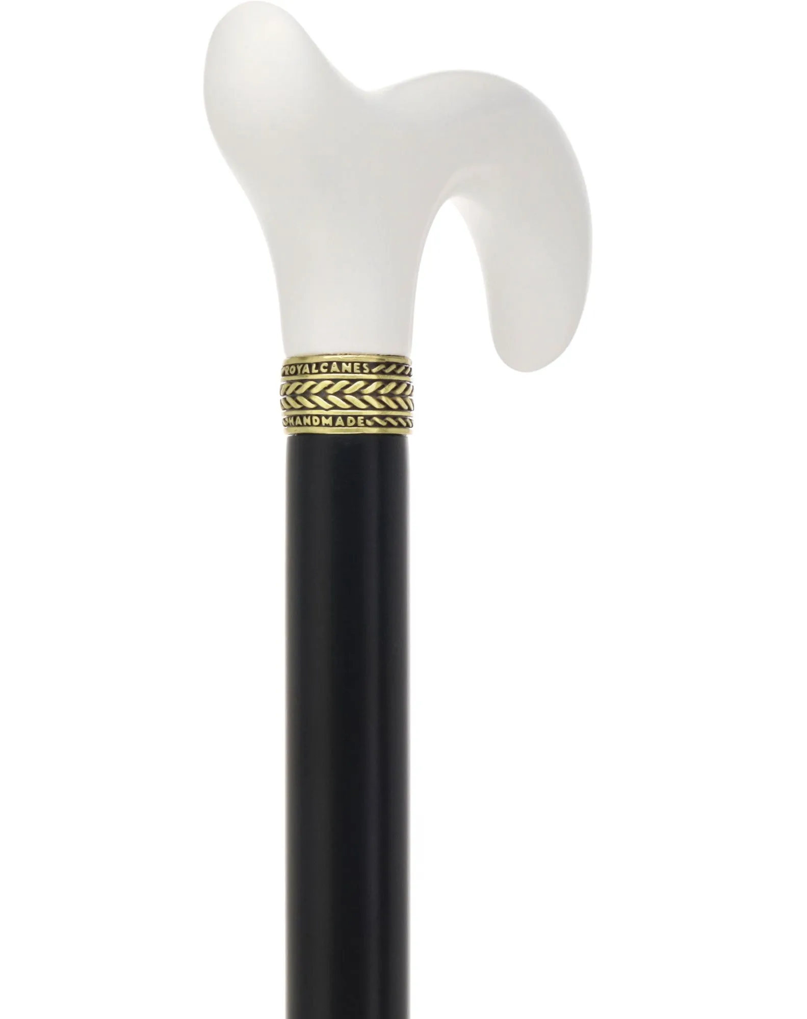 Sleek White Derby Handle: Beechwood Shaft with Polished Finish