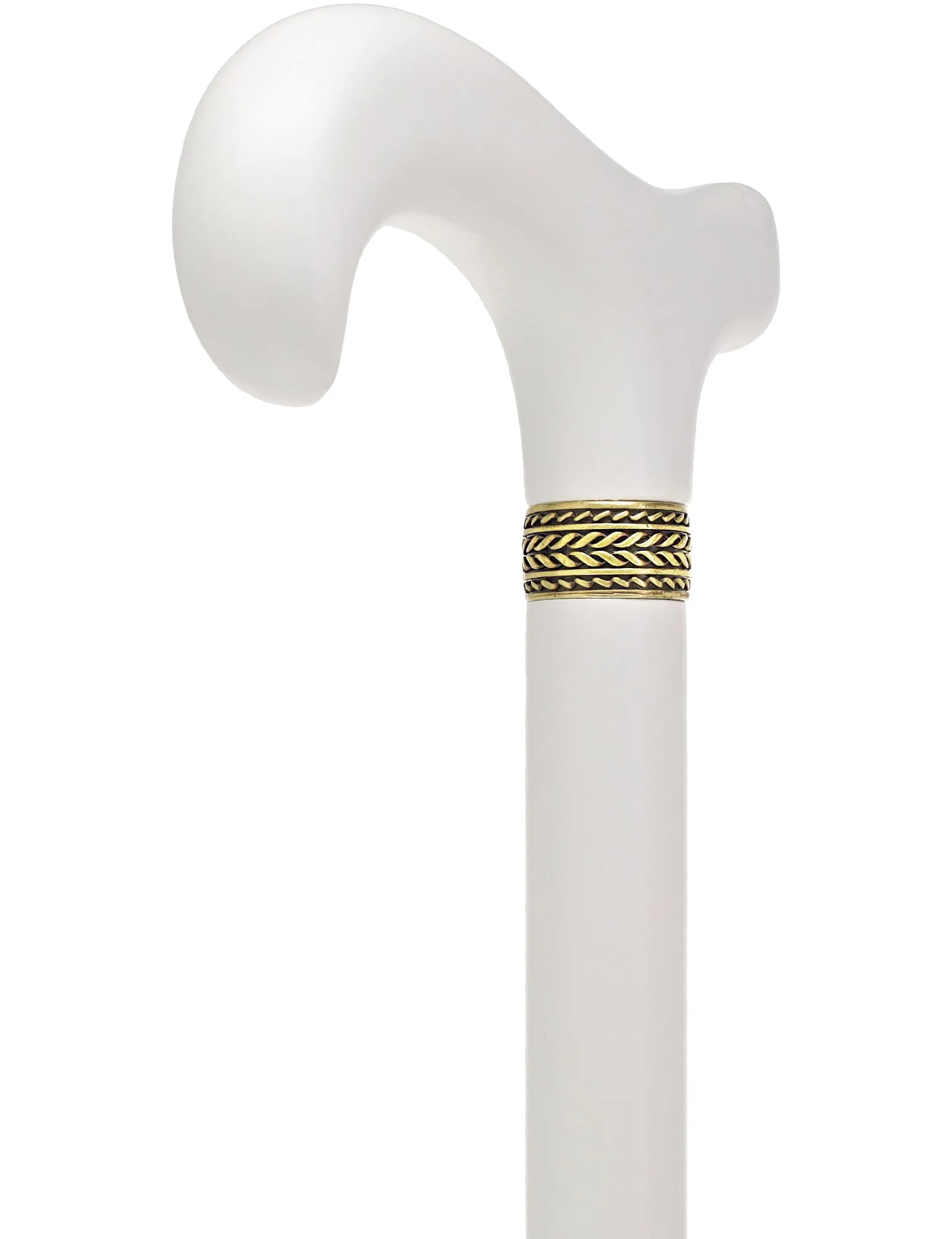 Sleek White Derby Handle: Beechwood Shaft with Polished Finish