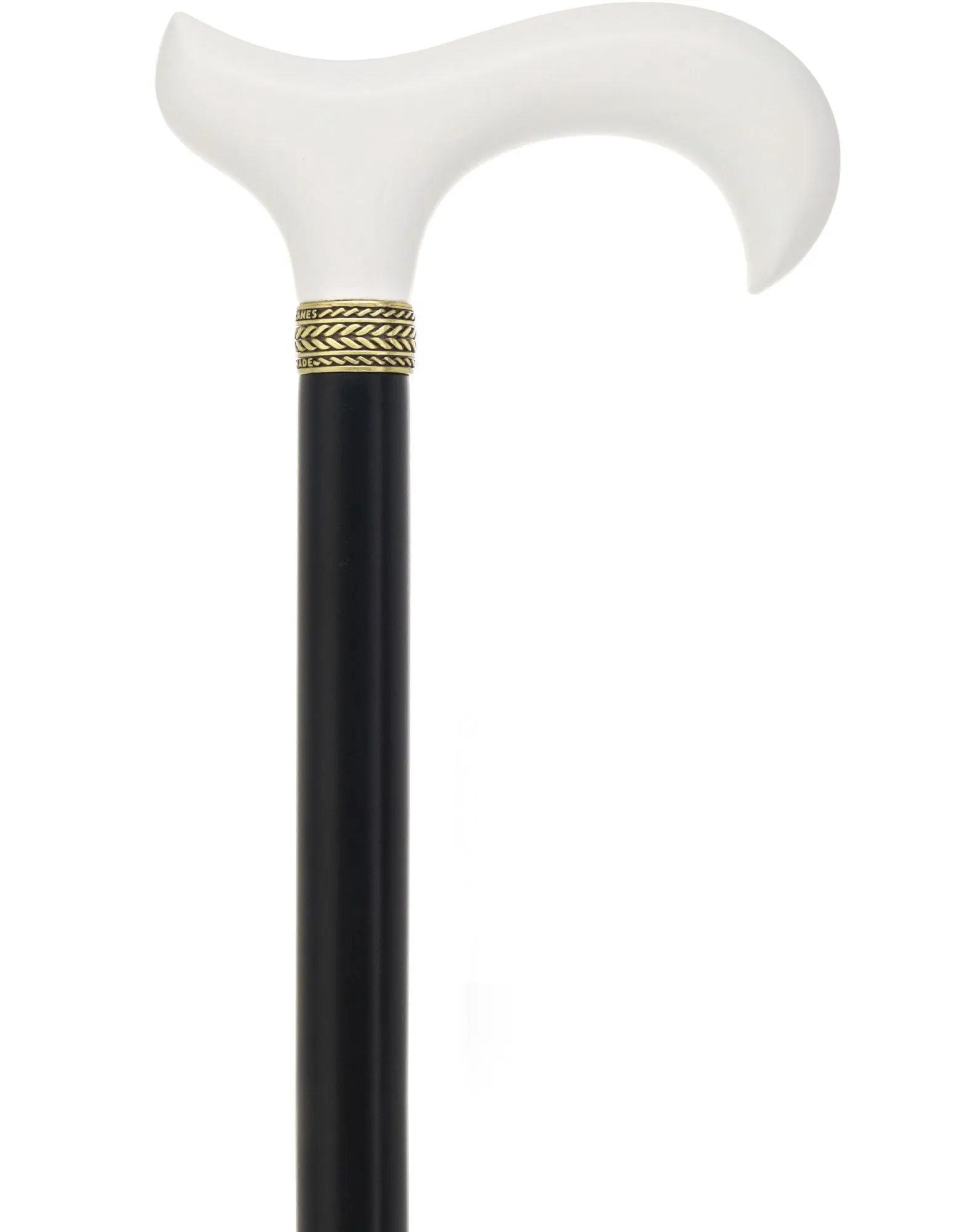 Sleek White Derby Handle: Beechwood Shaft with Polished Finish