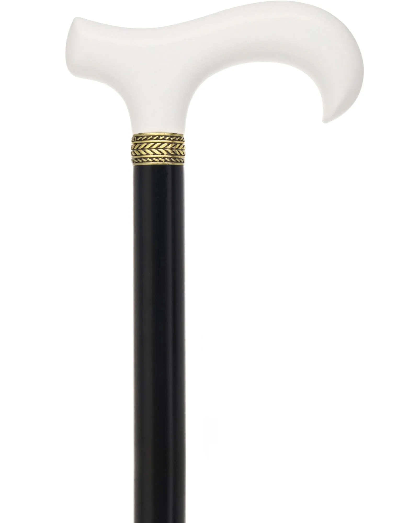 Sleek White Derby Handle: Beechwood Shaft with Polished Finish