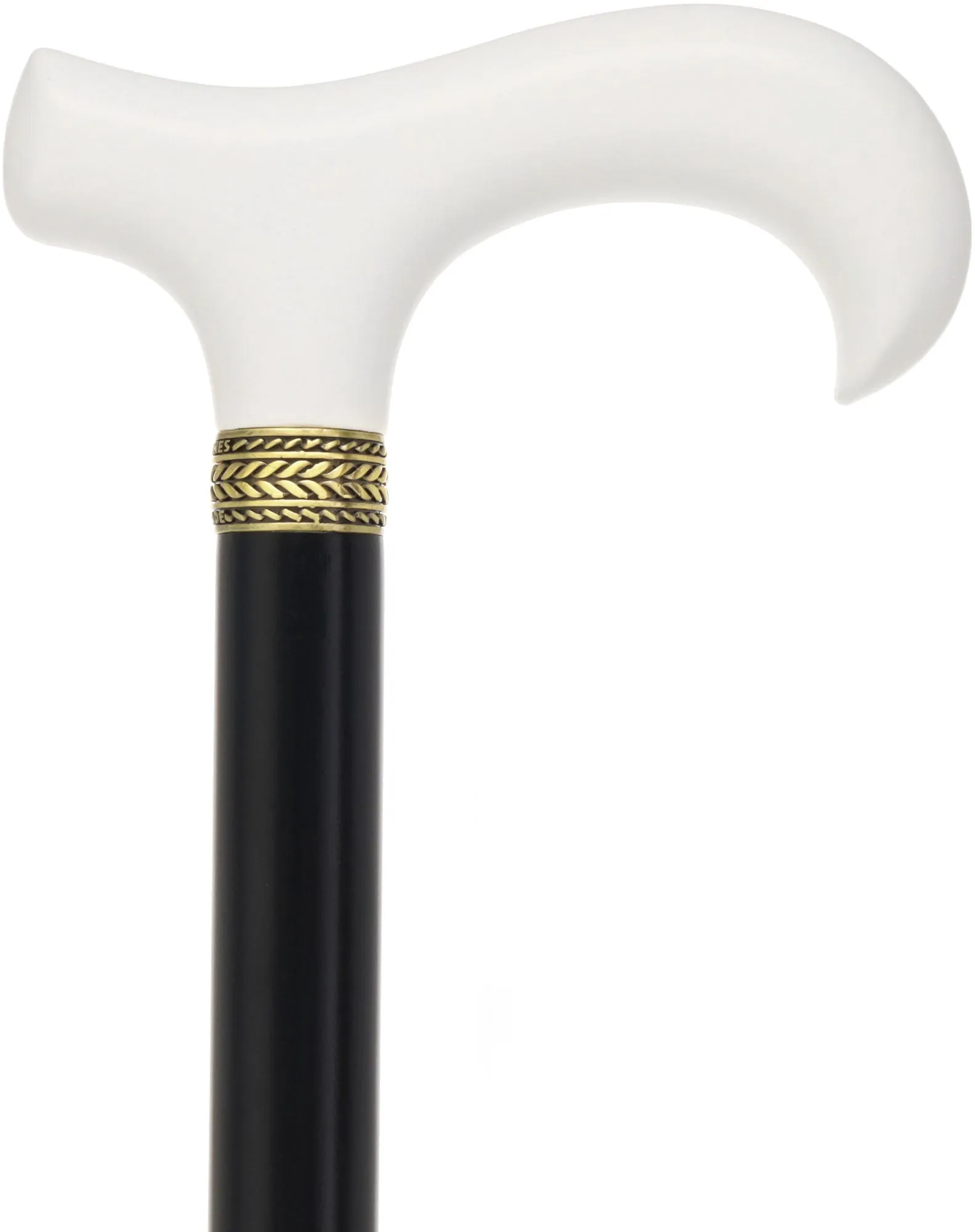 Sleek White Derby Handle: Beechwood Shaft with Polished Finish