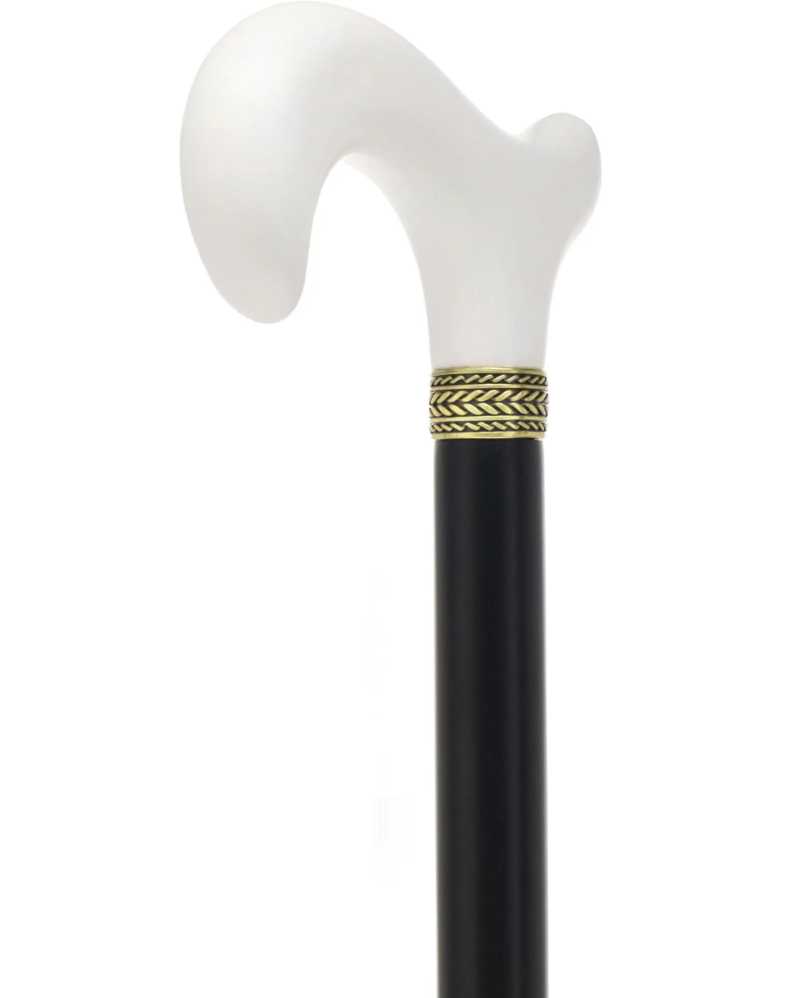 Sleek White Derby Handle: Beechwood Shaft with Polished Finish